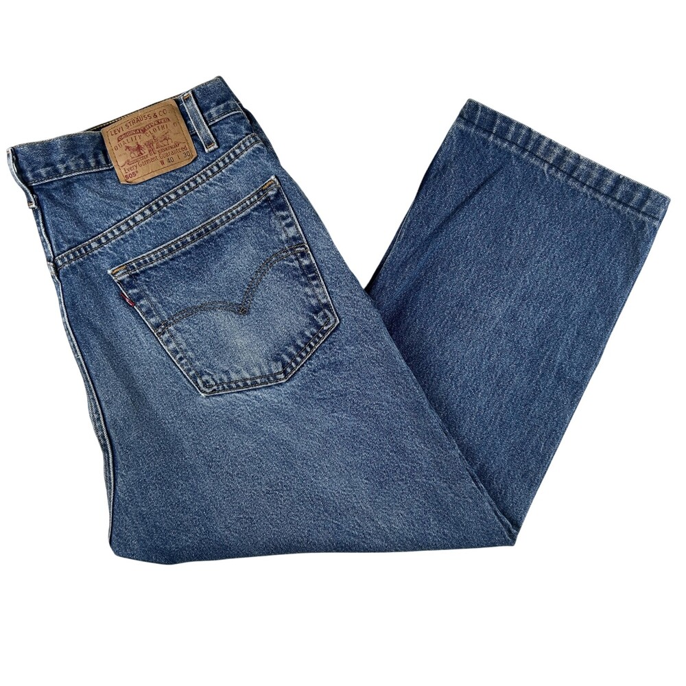 Vintage Levis 505 Jeans Mens 38x25 Medium Wash Denim Regular Fit Straight Hemmed
